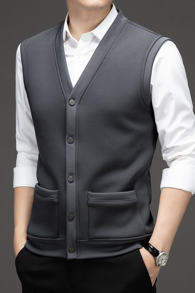 Top quality business sleeveless knitted waistcoat men washable warm outdoor formal wear work uniform waistcoat