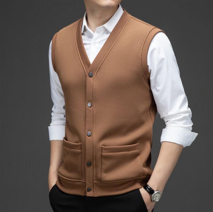 Top quality business sleeveless knitted waistcoat men washable warm outdoor formal wear work uniform waistcoat