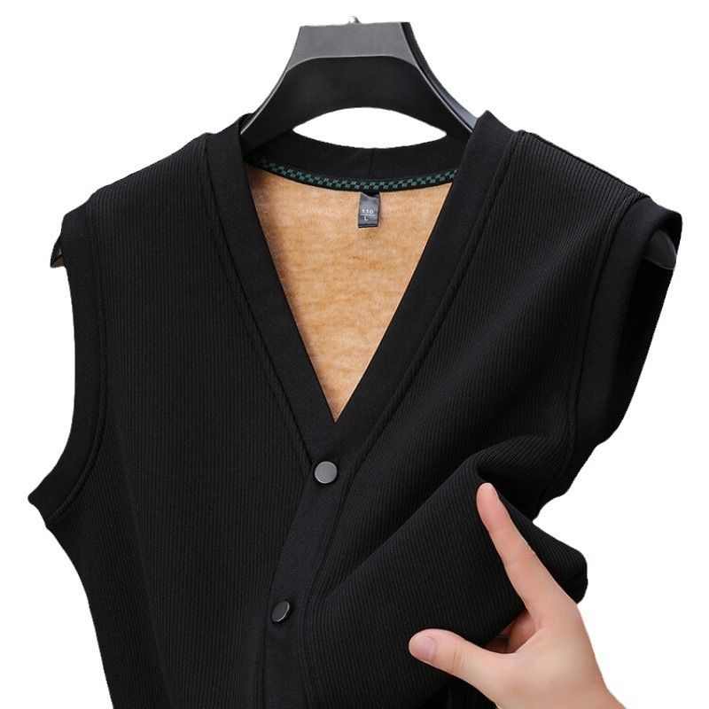 Top quality business sleeveless knitted waistcoat men washable warm outdoor formal wear work uniform waistcoat