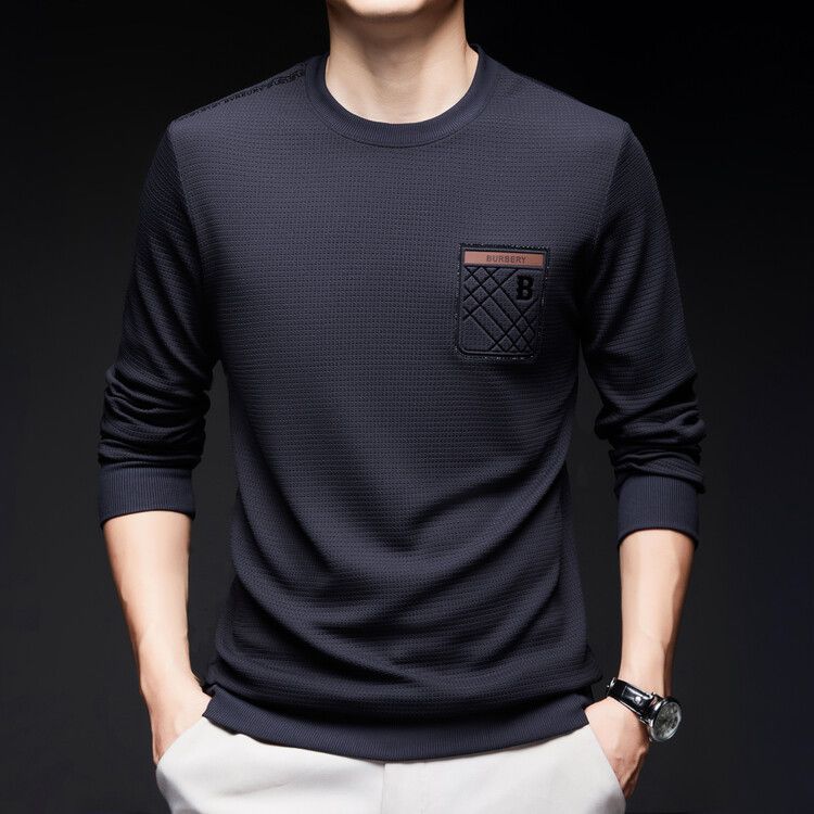 Top Sell Autumn New Round Neck Solid Color Non Pilling Sweater In Stock Casual Fashion Business Man   T-Shirts