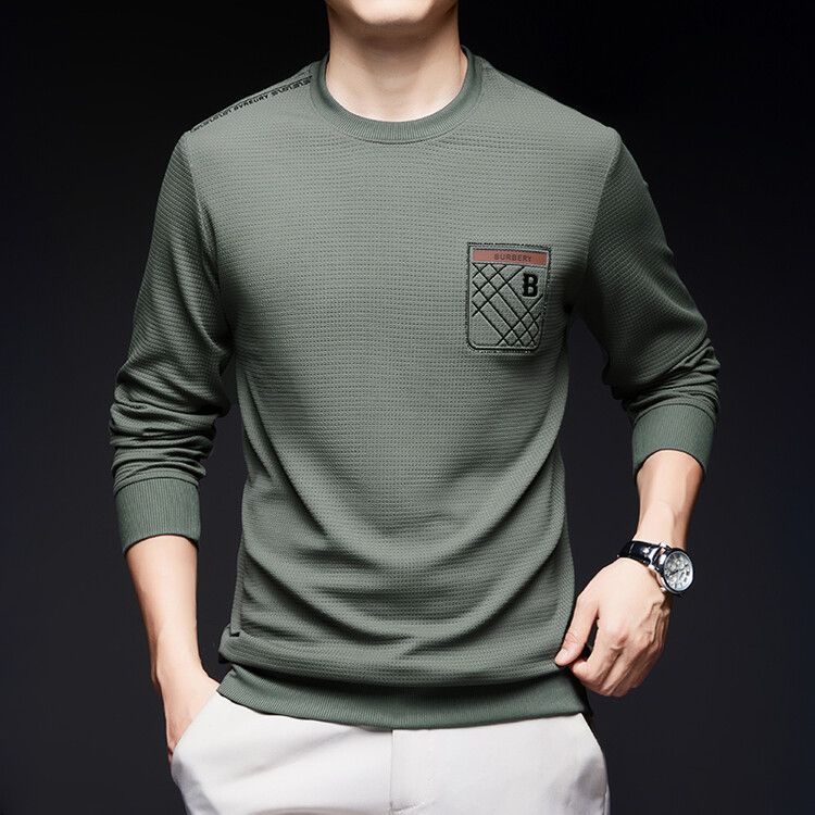 Top Sell Autumn New Round Neck Solid Color Non Pilling Sweater In Stock Casual Fashion Business Man   T-Shirts