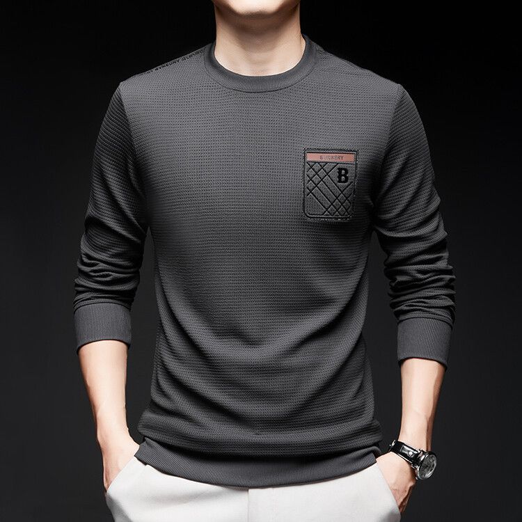 Top Sell Autumn New Round Neck Solid Color Non Pilling Sweater In Stock Casual Fashion Business Man   T-Shirts