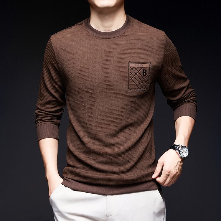 Top Sell Autumn New Round Neck Solid Color Non Pilling Sweater In Stock Casual Fashion Business Man   T-Shirts