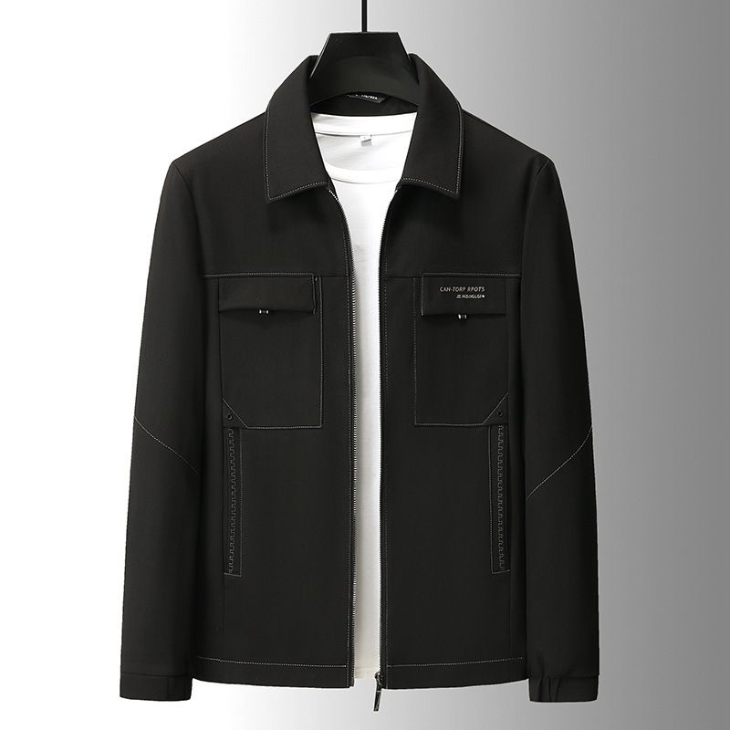 High end leather jacket autumn and winter casual lapel trend slimming British style ruffian handsome men's jacket Coats