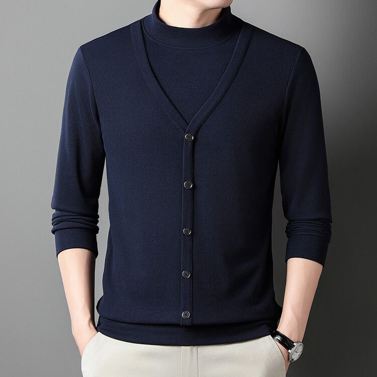Solid Slim Fit Sweater Fashion Men V Neck Cardigan Sweaters  T-Shirts