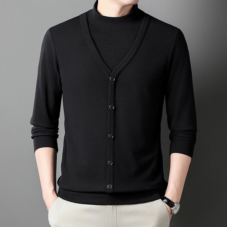 Solid Slim Fit Sweater Fashion Men V Neck Cardigan Sweaters  T-Shirts