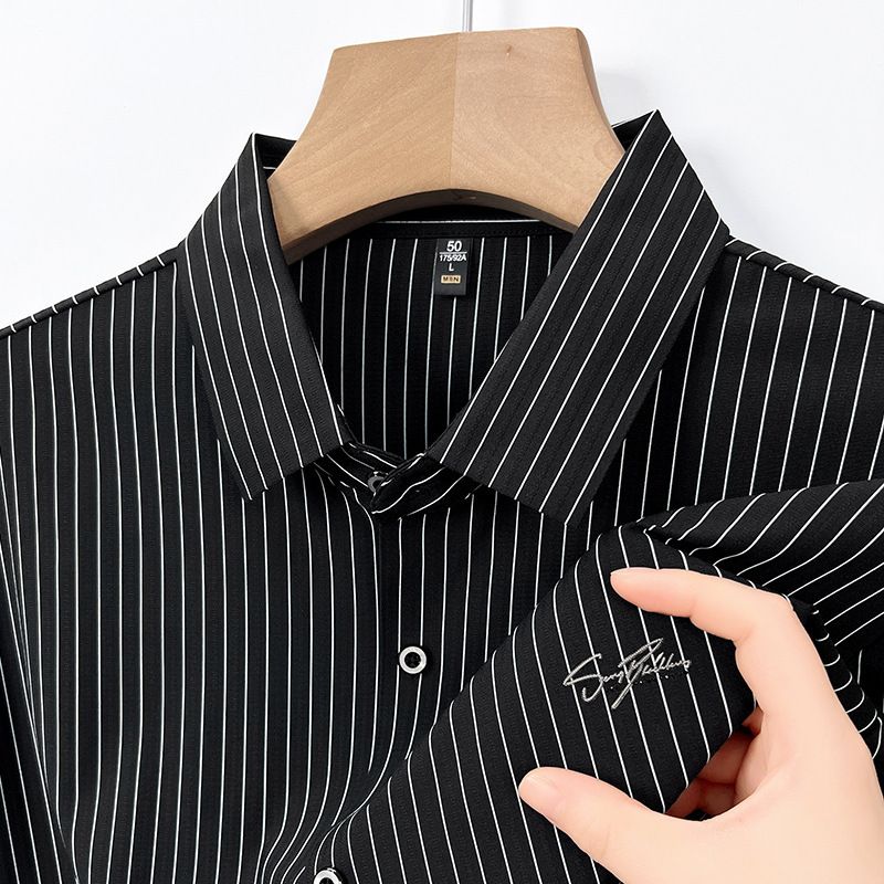 Summer Business Shirt Slim Fit Soft Breathable Loose Casual Striped Short Sleeve Shirt For Men Shirts