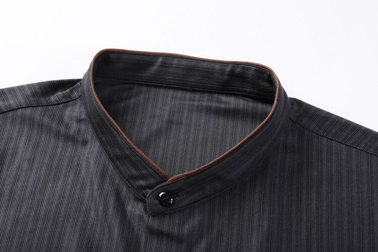 New Men's Cotton Shirt Stand Collar Long Sleeve Shirt Male Chinese Style New Cotton Linen Men's High Quality Shirt