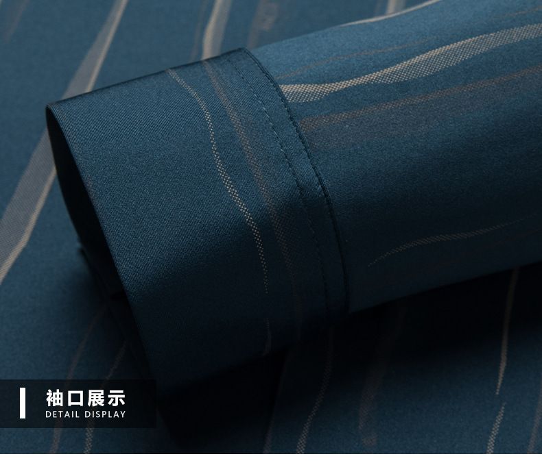 High Quality Shirts Striped Ice Silk Comfortable Slim Fit Breathable Business Slim Fit Men's Shirts