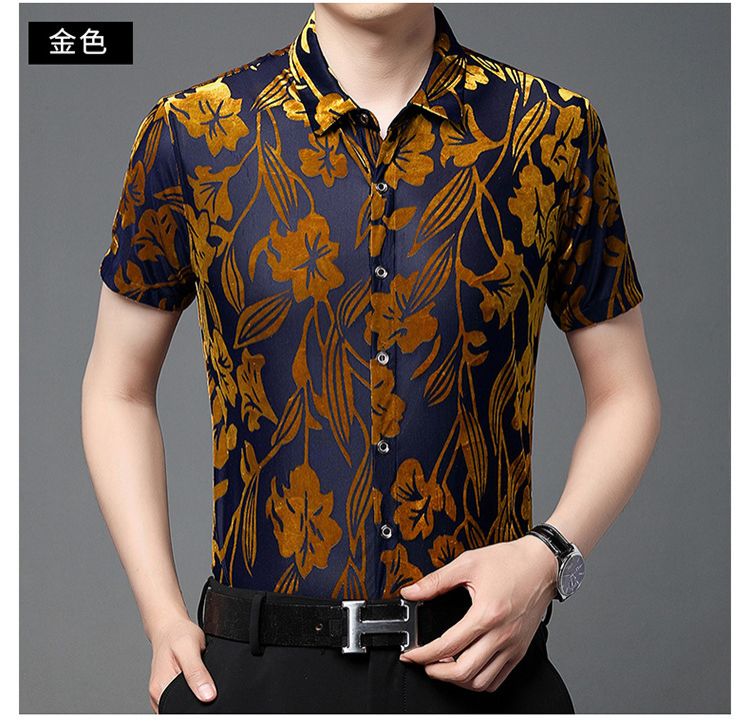 Summer men's bright dragon shirt casual short-sleeved blouse dark shirt wear no-iron Shirts