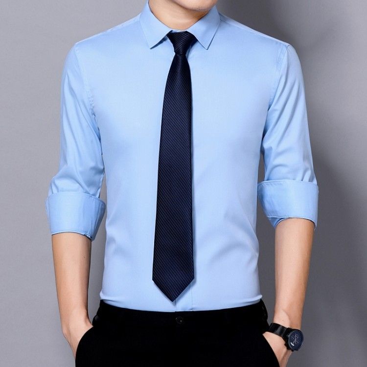 Long-Sleeved Suit Autumn Shirt Work Clothes Embroidery Bamboo Fiber Stretch Men's And Women's Professional Wear Shirts