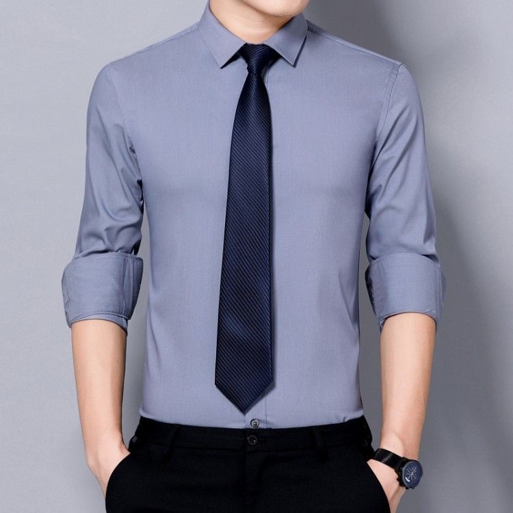 Long-Sleeved Suit Autumn Shirt Work Clothes Embroidery Bamboo Fiber Stretch Men's And Women's Professional Wear Shirts