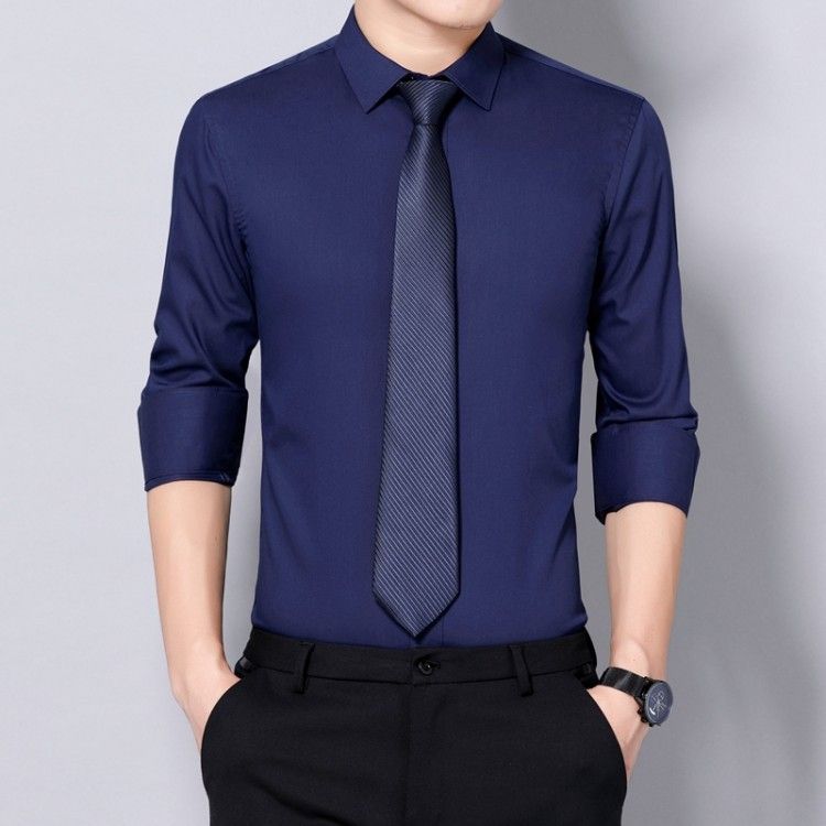 Long-Sleeved Suit Autumn Shirt Work Clothes Embroidery Bamboo Fiber Stretch Men's And Women's Professional Wear Shirts