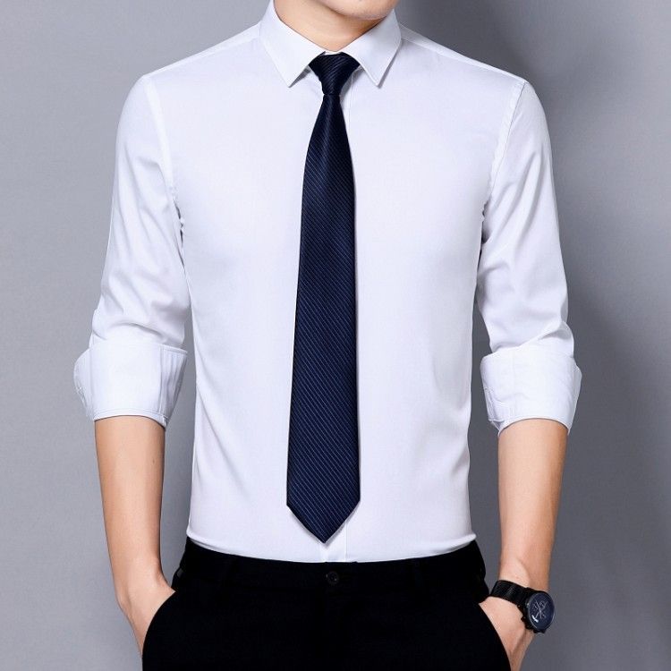 Long-Sleeved Suit Autumn Shirt Work Clothes Embroidery Bamboo Fiber Stretch Men's And Women's Professional Wear Shirts