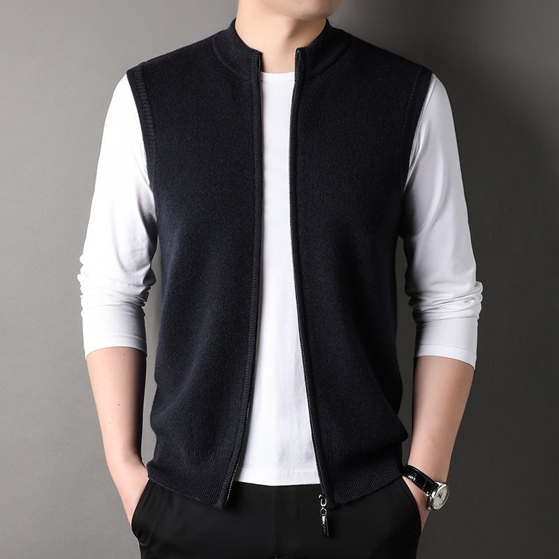 Waistcoat Men's Vests Polar Fleece Custom Oem Service Newest Design Zipper Winter 100% Polyester Unisex Crew Neck Knitted Formal  Waistcoat
