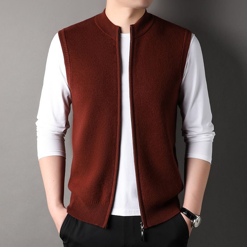 Waistcoat Men's Vests Polar Fleece Custom Oem Service Newest Design Zipper Winter 100% Polyester Unisex Crew Neck Knitted Formal  Waistcoat