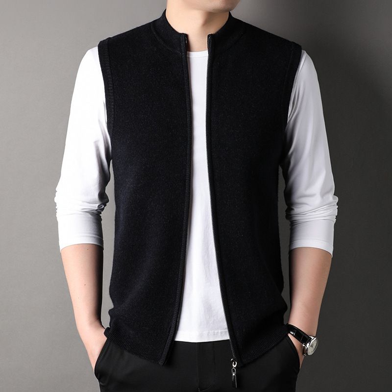 Waistcoat Men's Vests Polar Fleece Custom Oem Service Newest Design Zipper Winter 100% Polyester Unisex Crew Neck Knitted Formal  Waistcoat