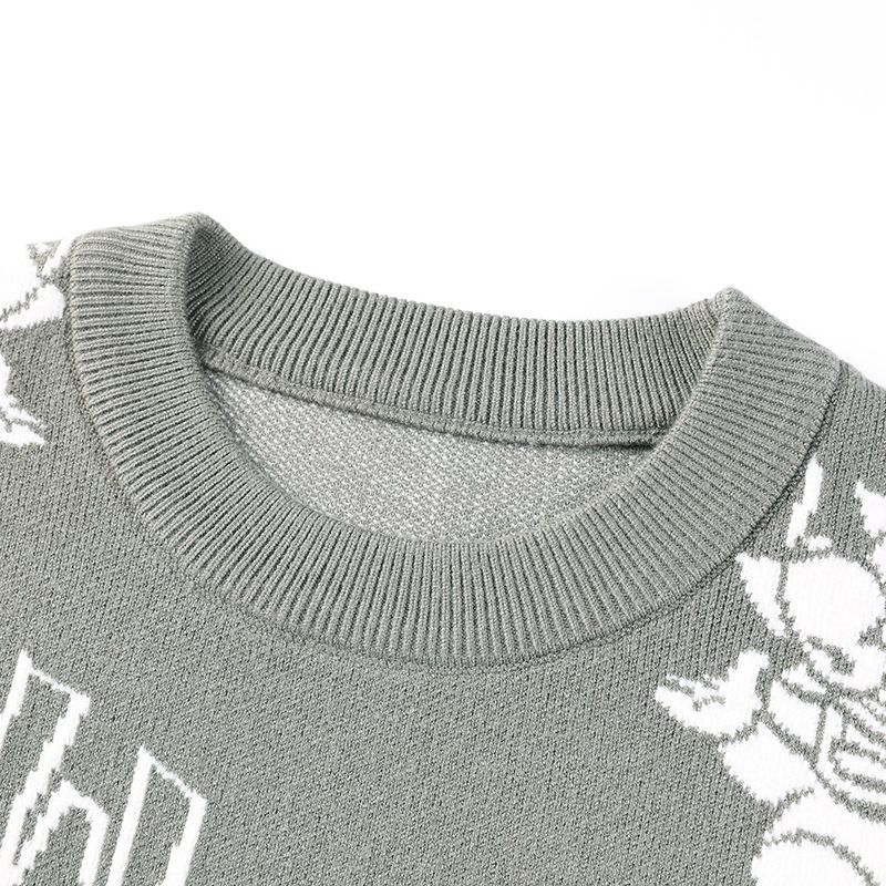 Chinese-Style Dragon Jacquard Pullover Red Anti-Shrink and Anti-Wrinkle Knitted Winter Sweater with O-Neck Pattern  Sweaters