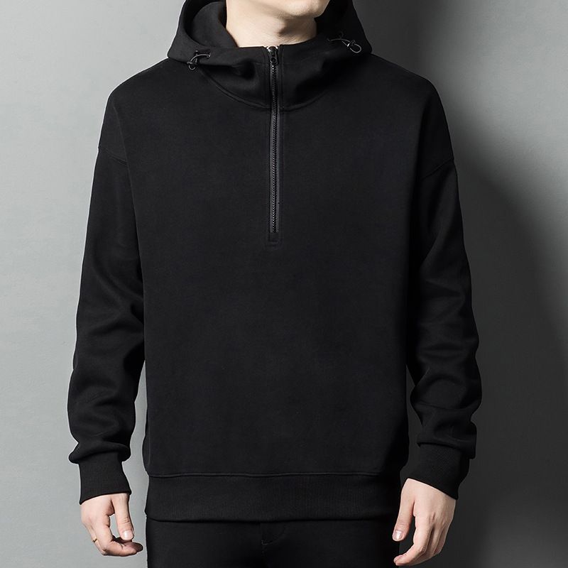 Custom Premium Quality Fleece 400gsm Plain Blank Heavyweight 1/4 Half Quarter Zip Pullover Oversized Cropped Boxy Hoodie For Men T-Shirts