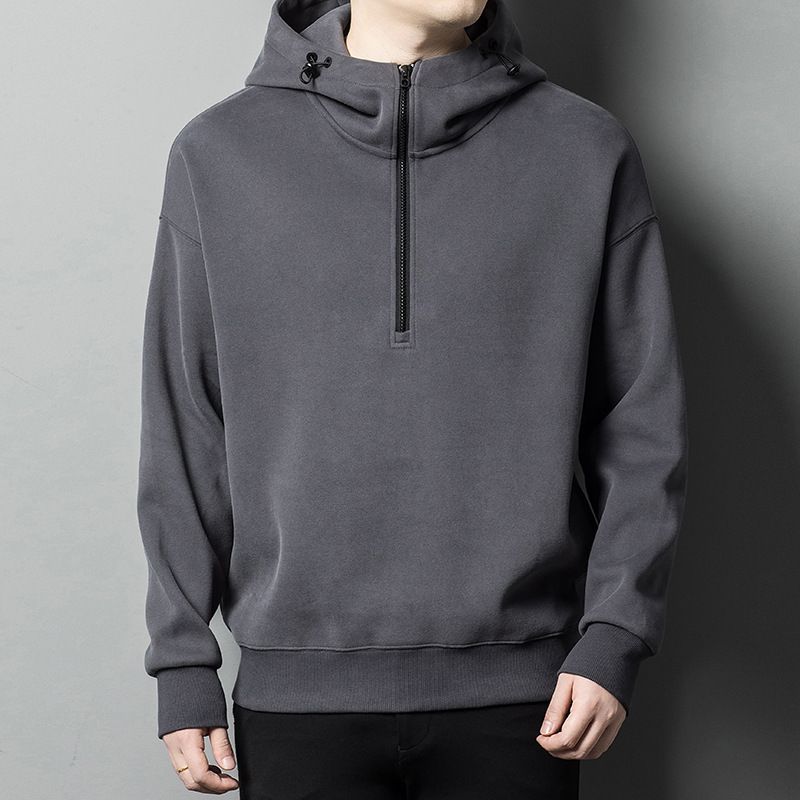 Custom Premium Quality Fleece 400gsm Plain Blank Heavyweight 1/4 Half Quarter Zip Pullover Oversized Cropped Boxy Hoodie For Men T-Shirts