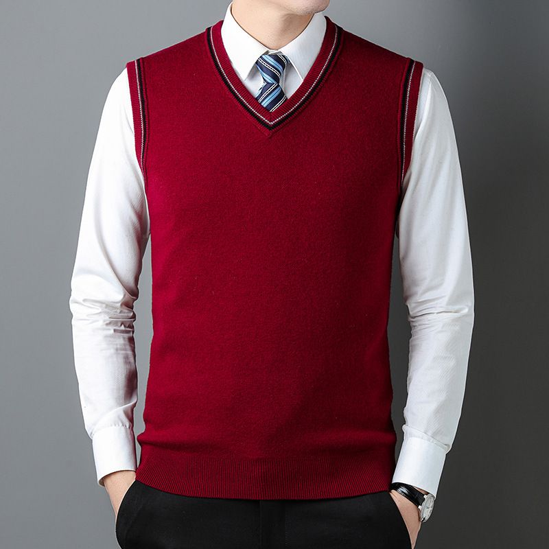 Classic Men's Knitted Vest in Solid Color Versatile and Stylish Sweater Waistcoat