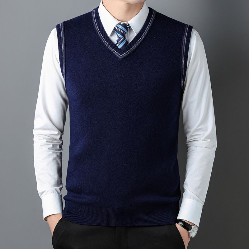 Classic Men's Knitted Vest in Solid Color Versatile and Stylish Sweater Waistcoat