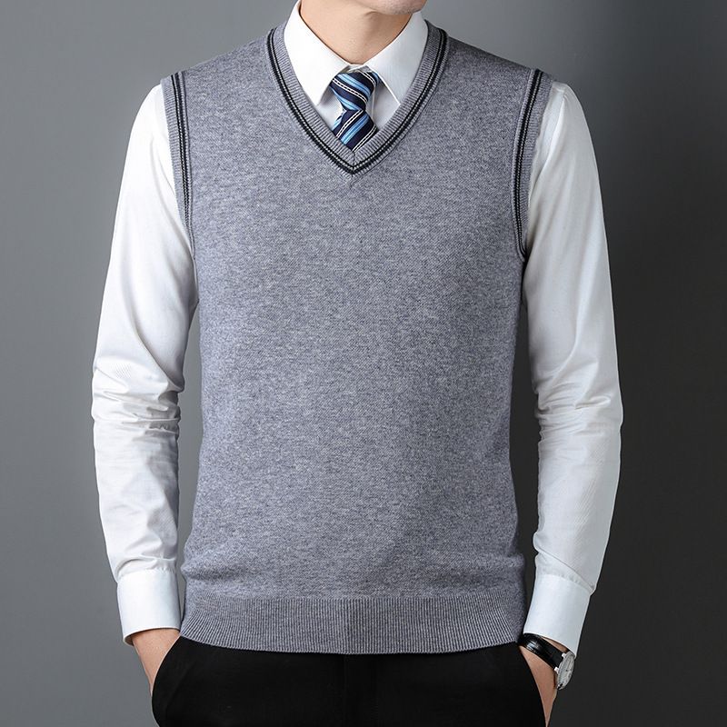Classic Men's Knitted Vest in Solid Color Versatile and Stylish Sweater Waistcoat