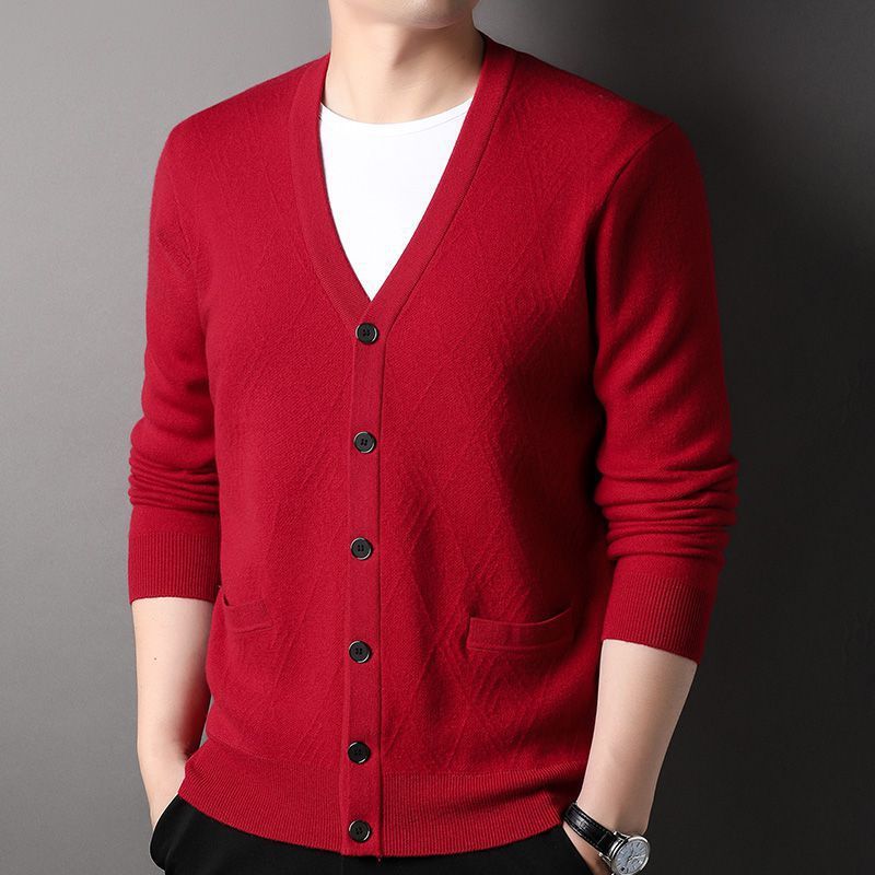Custom Design Knit Jackets Men's Casual Simple Style Knitted Cardigan Sweaters