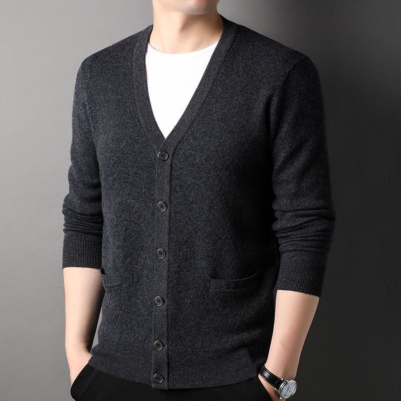 Custom Design Knit Jackets Men's Casual Simple Style Knitted Cardigan Sweaters