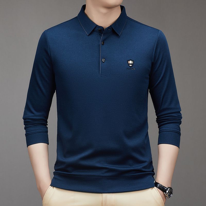 Autumn Long Sleeved Men's Cotton Casual Golf T-shirts Men Polo Fall Embroidered Polo Shirt  T-Shirts