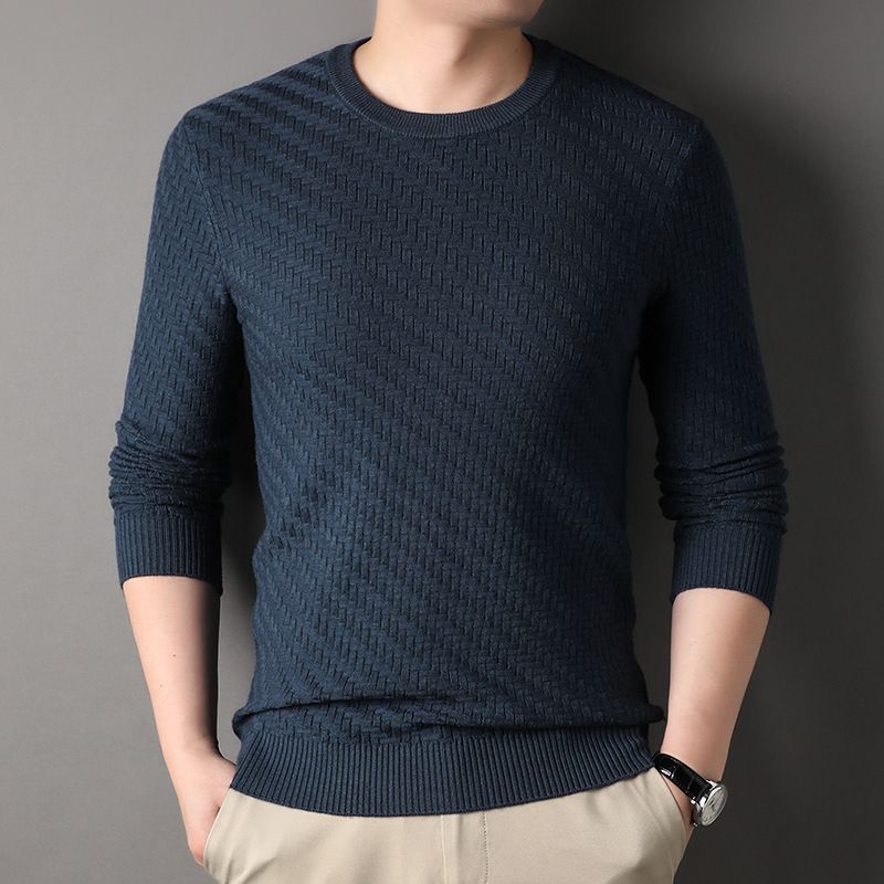 Good Quality Anti-wrinkle Custom Knitted Sweater 89.1% Sheep Wool Cable Pullover Sweater for Men  T-Shirts