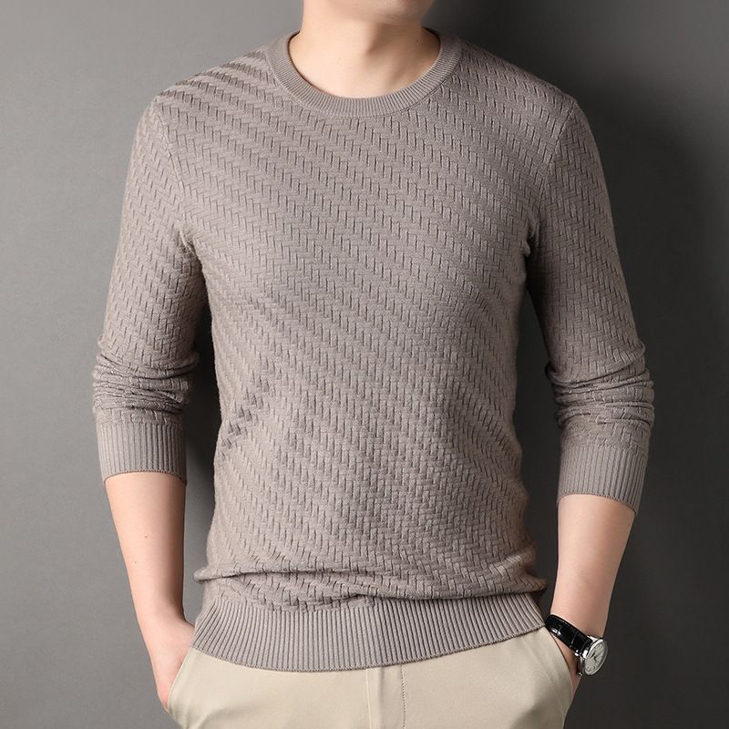 Good Quality Anti-wrinkle Custom Knitted Sweater 89.1% Sheep Wool Cable Pullover Sweater for Men  T-Shirts