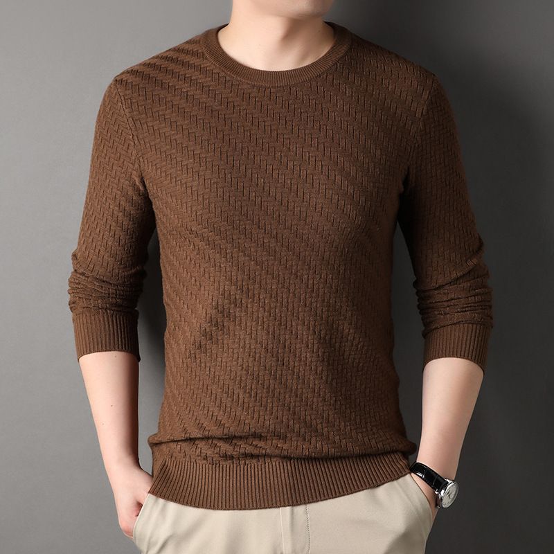 Good Quality Anti-wrinkle Custom Knitted Sweater 89.1% Sheep Wool Cable Pullover Sweater for Men  T-Shirts