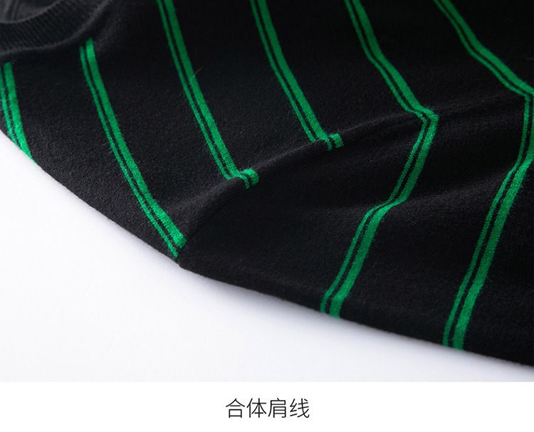 Men's Striped Casual Slim Fit Neck Knitted Sweater Fashionable Warm Autumn Winter Breathable Anti-Wrinkle Made High Knitwear T-Shirts