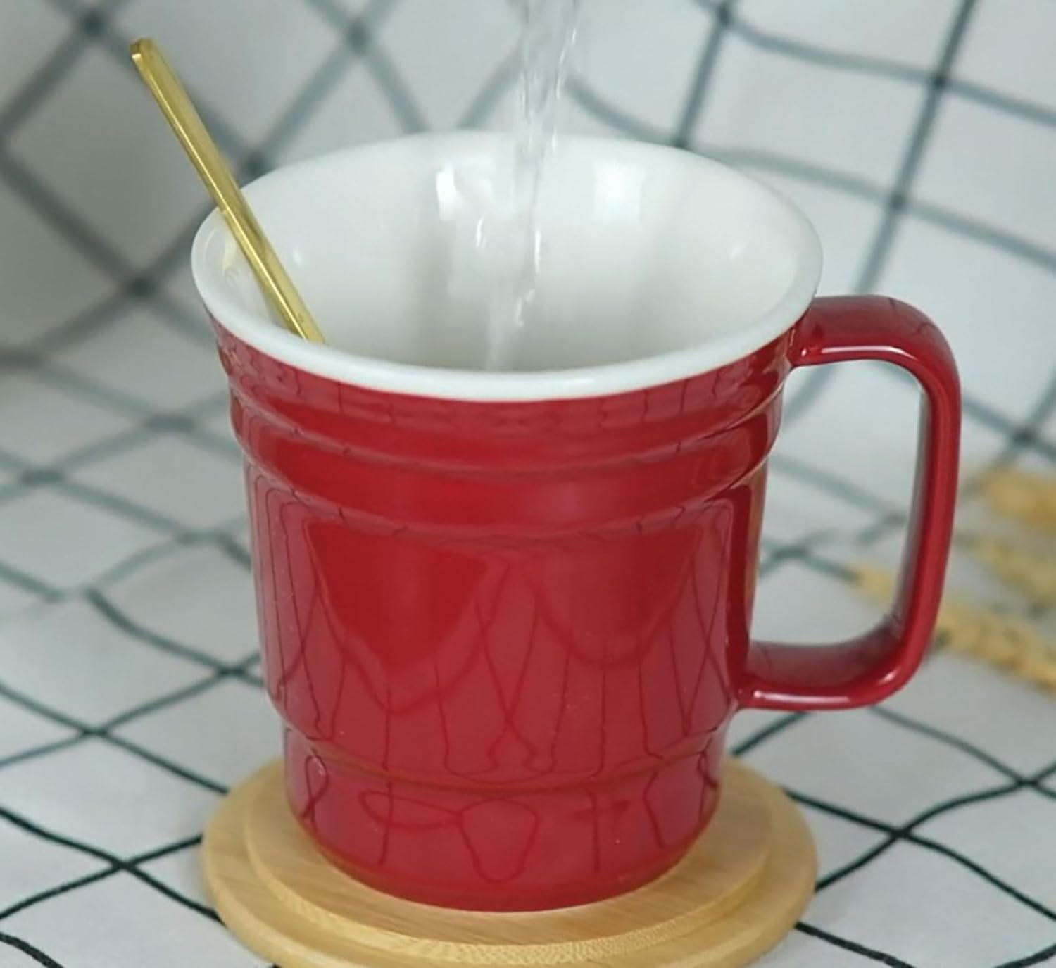 Large Ceramic Mug With Lid And Spoon, Breakfast Sublimation Portable Coffee Cup, Couple's Personalized Home Water Cup,Reusable Travel Coffee Mugs With Large Handle, Microwave And Dishwasher Safe