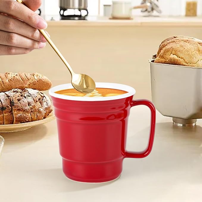 Large Ceramic Mug With Lid And Spoon, Breakfast Sublimation Portable Coffee Cup, Couple's Personalized Home Water Cup,Reusable Travel Coffee Mugs With Large Handle, Microwave And Dishwasher Safe