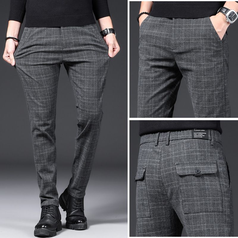 High quality Pants For Men Stretch Business Mens Suit Pants Classic Straight Wedding Dress stripe Pants male Trouser Office