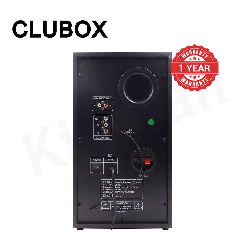 CLUBOX 3.1CH Multimedia Bluetooth Woofer AC/DC Speaker Systems USB/SD/FM Radio Home Theater System Subwoofer with Remote Control 12000W TC-3104