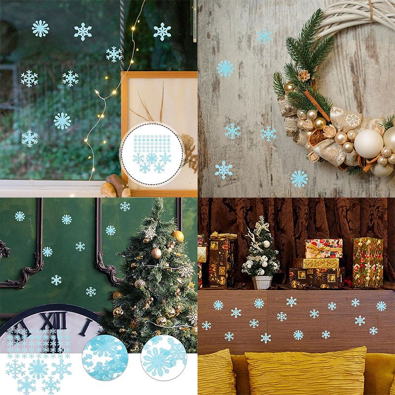 50Pcs Luminous Snowflake Wall Stickers Glow In The Dark Decal Kids Baby Room Bedroom Colorful Christmas Stickers Home Decoration Home Decor Accents