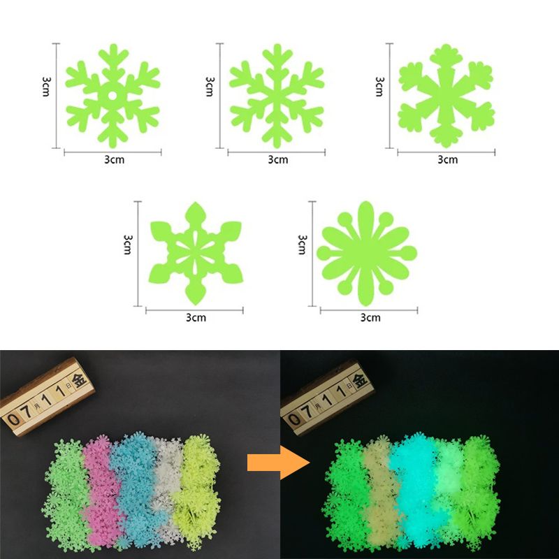 50Pcs Luminous Snowflake Wall Stickers Glow In The Dark Decal Kids Baby Room Bedroom Colorful Christmas Stickers Home Decoration Home Decor Accents