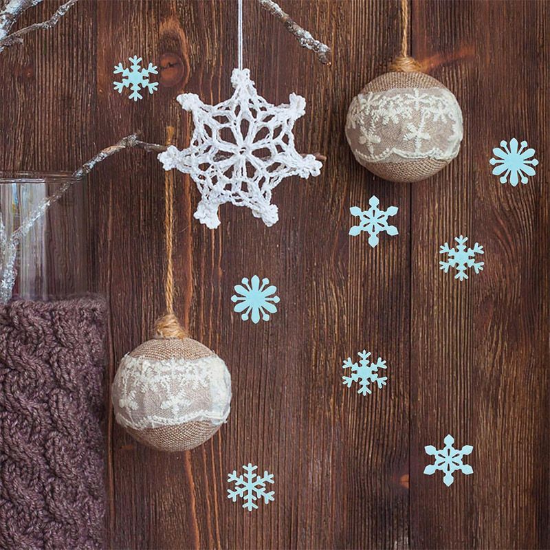 50Pcs Luminous Snowflake Wall Stickers Glow In The Dark Decal Kids Baby Room Bedroom Colorful Christmas Stickers Home Decoration Home Decor Accents