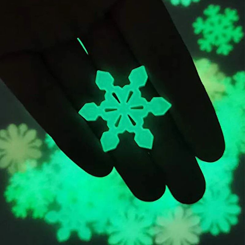 50Pcs Luminous Snowflake Wall Stickers Glow In The Dark Decal Kids Baby Room Bedroom Colorful Christmas Stickers Home Decoration Home Decor Accents
