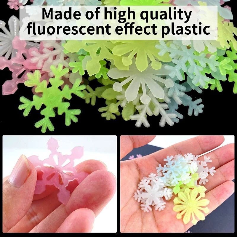 50Pcs Luminous Snowflake Wall Stickers Glow In The Dark Decal Kids Baby Room Bedroom Colorful Christmas Stickers Home Decoration Home Decor Accents