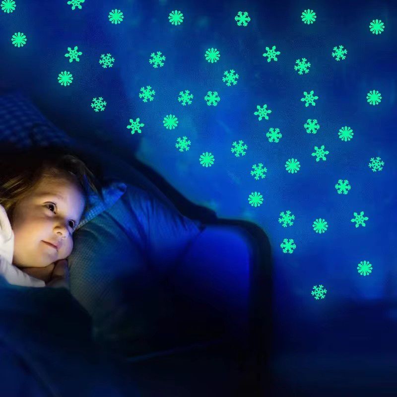 50Pcs Luminous Snowflake Wall Stickers Glow In The Dark Decal Kids Baby Room Bedroom Colorful Christmas Stickers Home Decoration Home Decor Accents