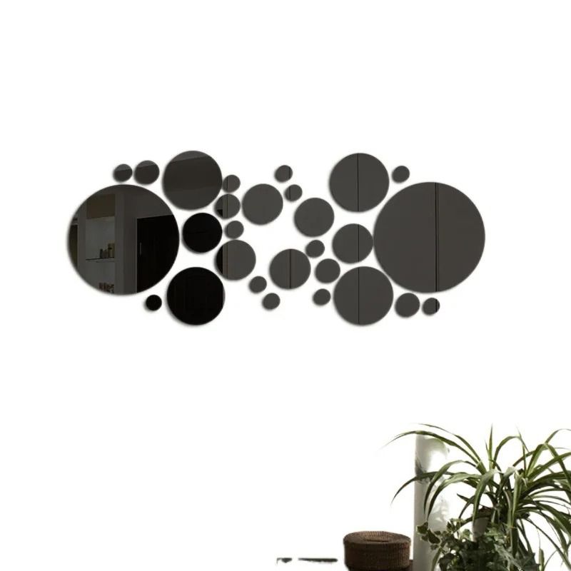 26Pcs Acrylic Mirror Wall Stickers Round Mirror Decal Self-Adhesive Wall Sticker Decal DIY Removable Mural for Home Decoration