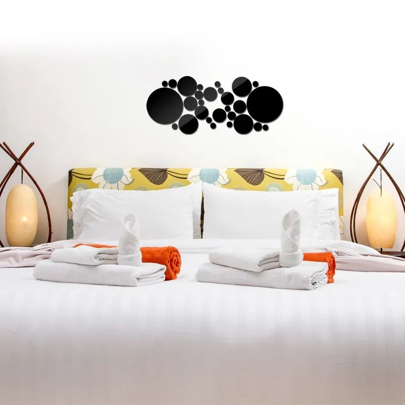 26Pcs Acrylic Mirror Wall Stickers Round Mirror Decal Self-Adhesive Wall Sticker Decal DIY Removable Mural for Home Decoration