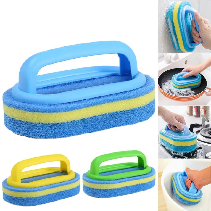 Kitchen Bathroom Toilet Cleaning Brushes Sponge Glass Wall Cleaning Supplies Handle Sponge Ceramic Window Slot Clean Brushes Tools Household Cleaners Cleaning Tools