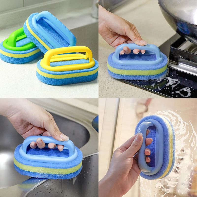 Kitchen Bathroom Toilet Cleaning Brushes Sponge Glass Wall Cleaning Supplies Handle Sponge Ceramic Window Slot Clean Brushes Tools Household Cleaners Cleaning Tools