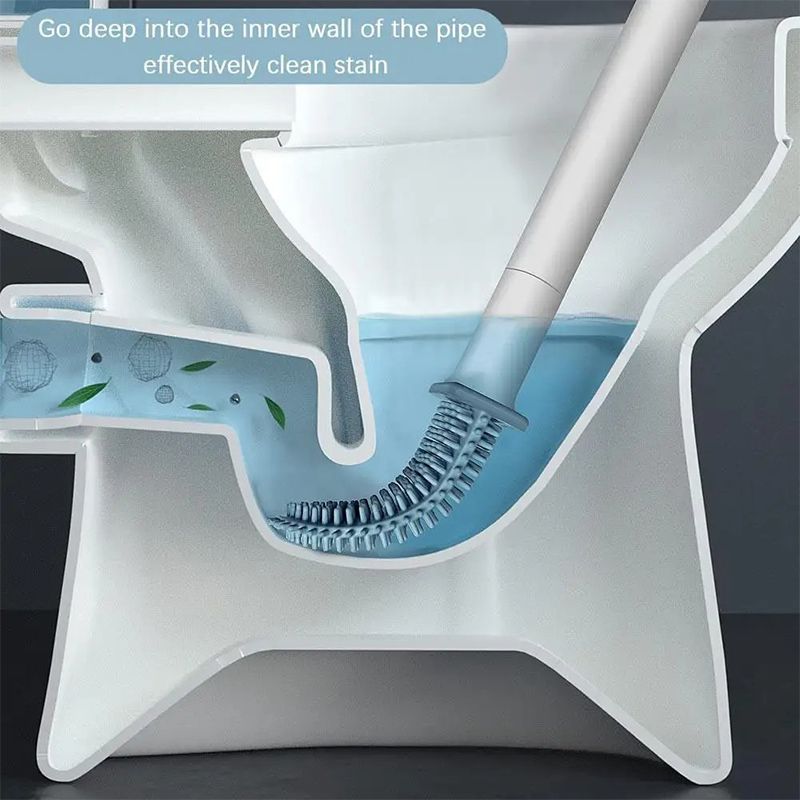 Wall Mounted Silicone Toilet Brush Cleaner with Long Handle Flexible Cleaner Bathroom Brush Quick Drying Holder Bathroom Toilet Accessories