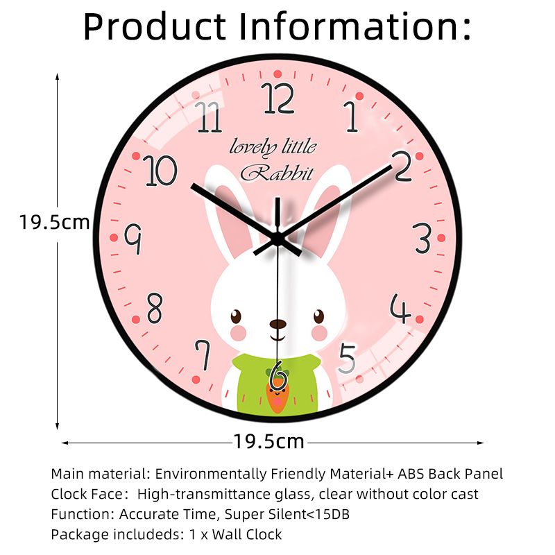 Cute Cartoon Wall Clocks Originality Silent Non Ticking 8 Inch Wall Clock for Kids Bedrooms Living Room Gift For Boys And Girls On Birthday Or Christmas Home Decor